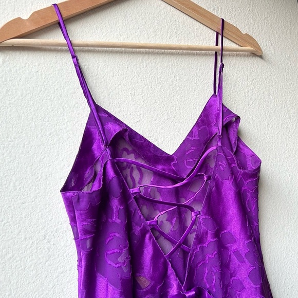 Victoria's Secret Gold Label Purple Floral Print Slip Lingerie Dress Sz S - Picture 8 of 13